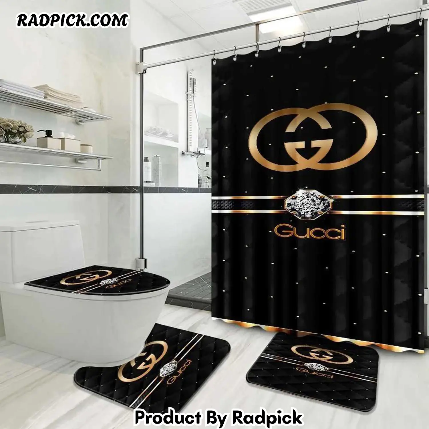 Gucci bathroom set luxury shower curtain waterproof luxury brand with logo gucci 3 173 bathroom set rp387796